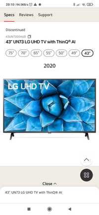 LG UHD Телевизор SmartTV 43дюймов