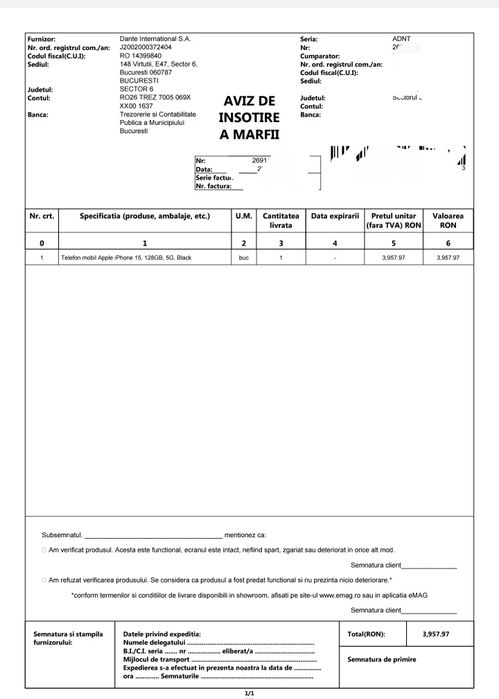 Iphone 15 sigilat, garantie, documente 128gb