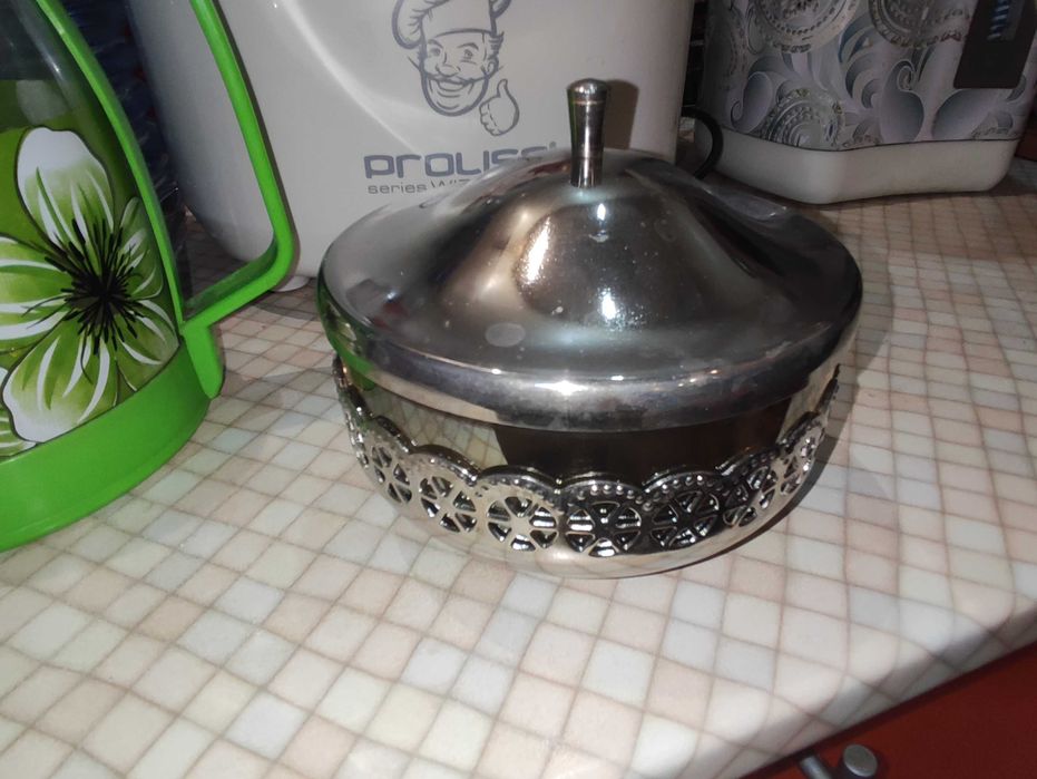 Сахарница  СССР мельхиор стекло