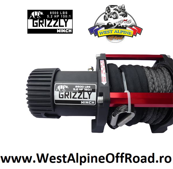 Troliu auto Grizzly Winch 8500lbs cu cablu sintetic (Forta: 3.855kg)