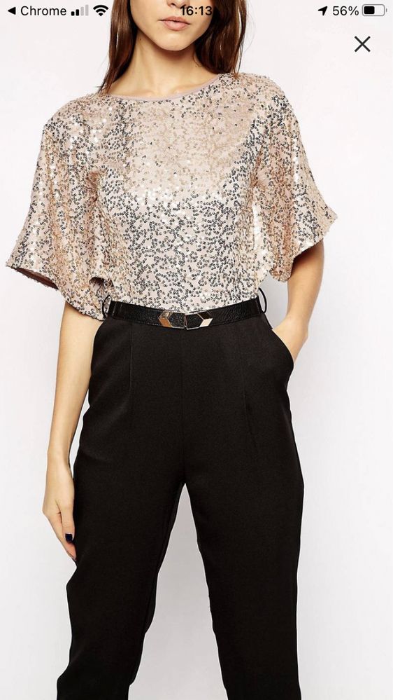 Гащеризон asos / Little Mistress kimono sleeve sequin top