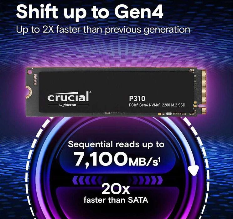 1TB SSD M.2 NVMe Crucial P310 PCI Express 4.0 x4 Sigilat 7100 MB/s