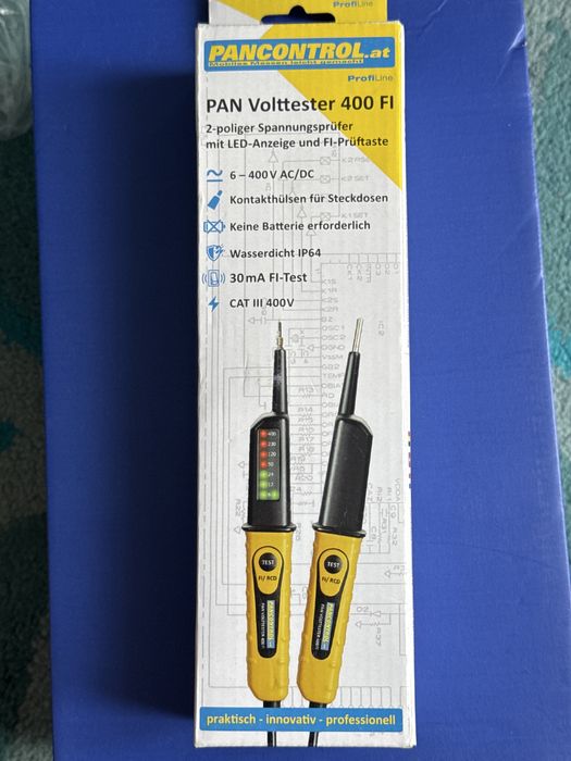 Tester tensiune bipolar cu led 6‐400v ac/dc, fi‐test 30ma tracon