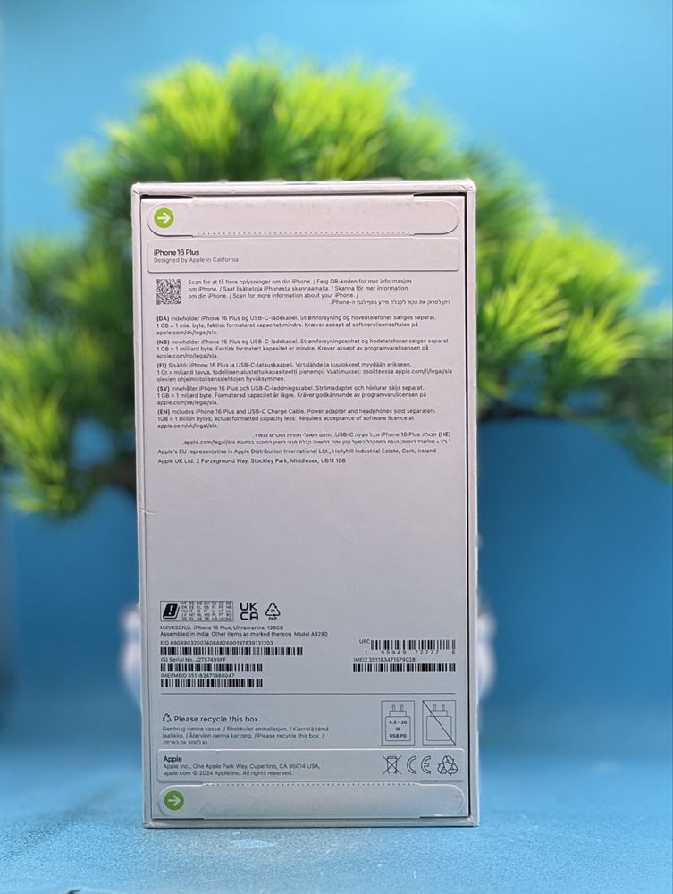 НОВ!!! Apple iPhone 16 Plus, 128GB, 5G, Ultramarine