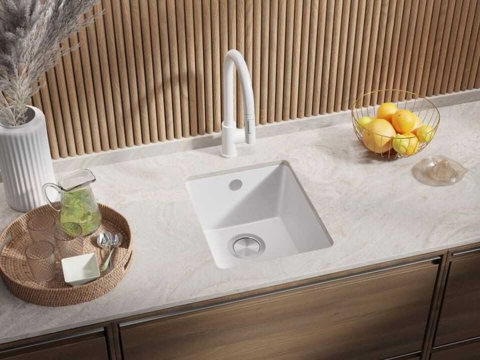 Бяла кухненска мивка за вграждане под плот Венеция 50 XL 460x440 мм