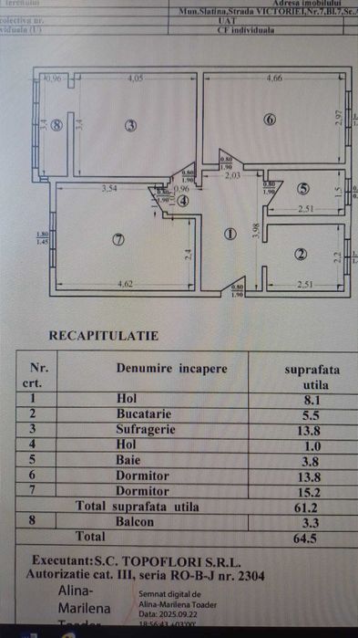 Apartament 3 camere decomandat str.Victoriei ( scoala nr.5, gradinita)