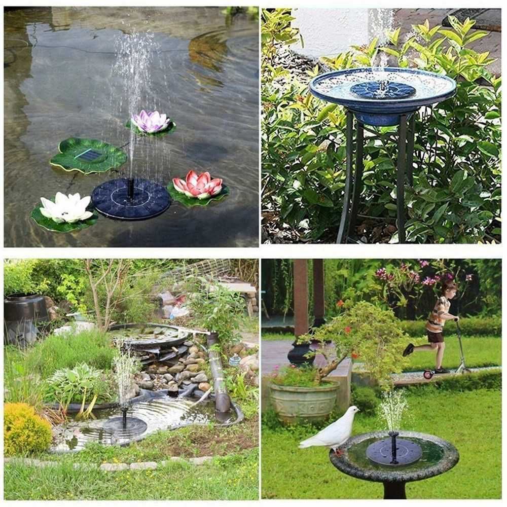 Соларен фонтан за градина - в комплект със 6 броя дюзи приставки - НОВ