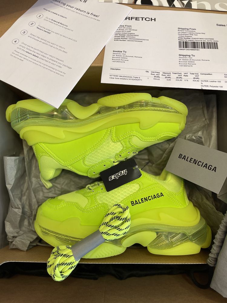 Balenciaga Triple S Originali Autentici Farfetch Fluo Yellow