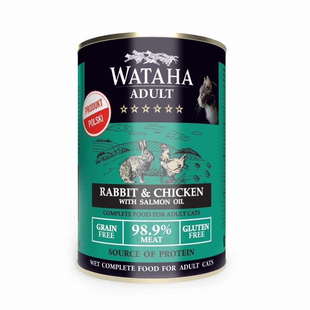 Conserva Wataha HUNT Pisica Adult, 98.9% Carne, Cu Iepure Si Pui, 400g