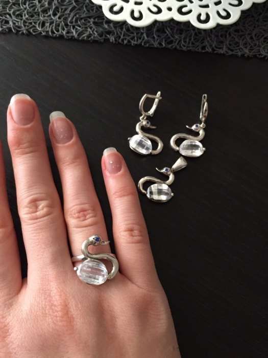 Set argint 925 nou complet inel cercei pandantiv lebada