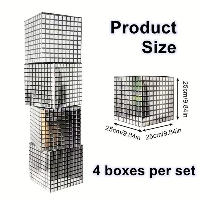 Сребърна карирана кутия за декорация