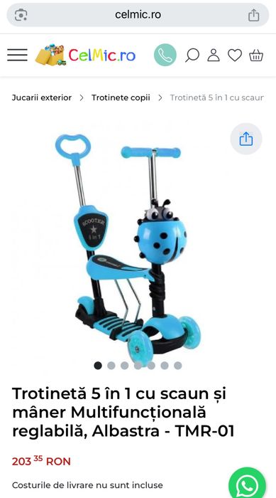 Trotineta 5 in 1 cu roti luminoase,