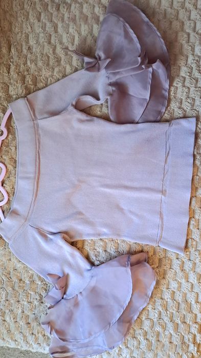 Bluza ocazie mov cu volane material garofita marime M