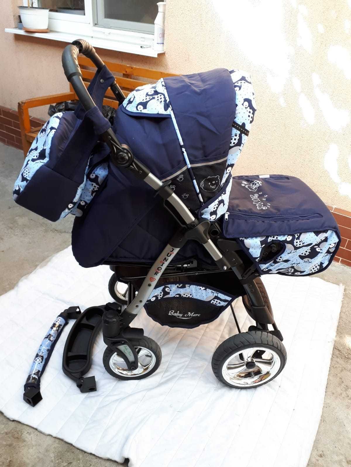 Carucior Baby Merc Junior 2 in 1 (0-3 ani) albastru