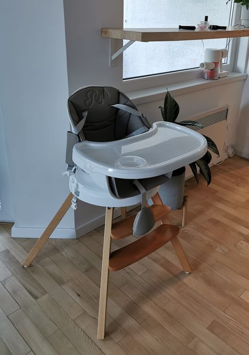 Въртящо столче за хранене Chipolino, 3в1, Roto, Бежово-сив