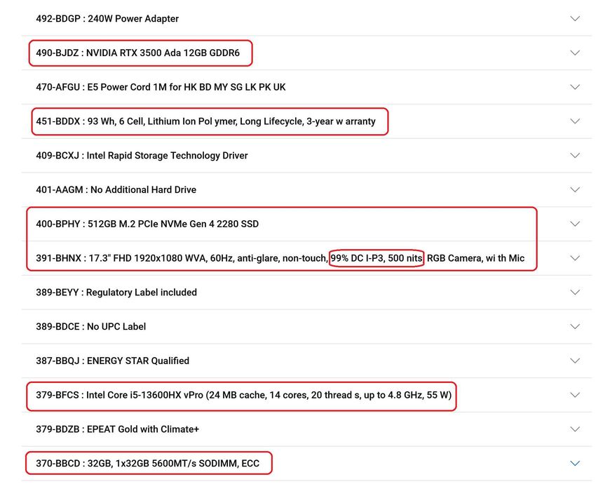 Dell Precision 7780/Core i5-13600HX/RTX Ada 3500 12GB/32GB RAM/512 SSD