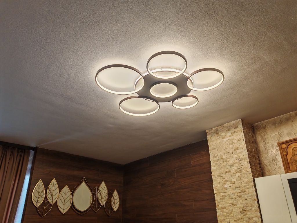 LED рингове кафеви 6+1 за таван с дистанционно 110 см, 106 W