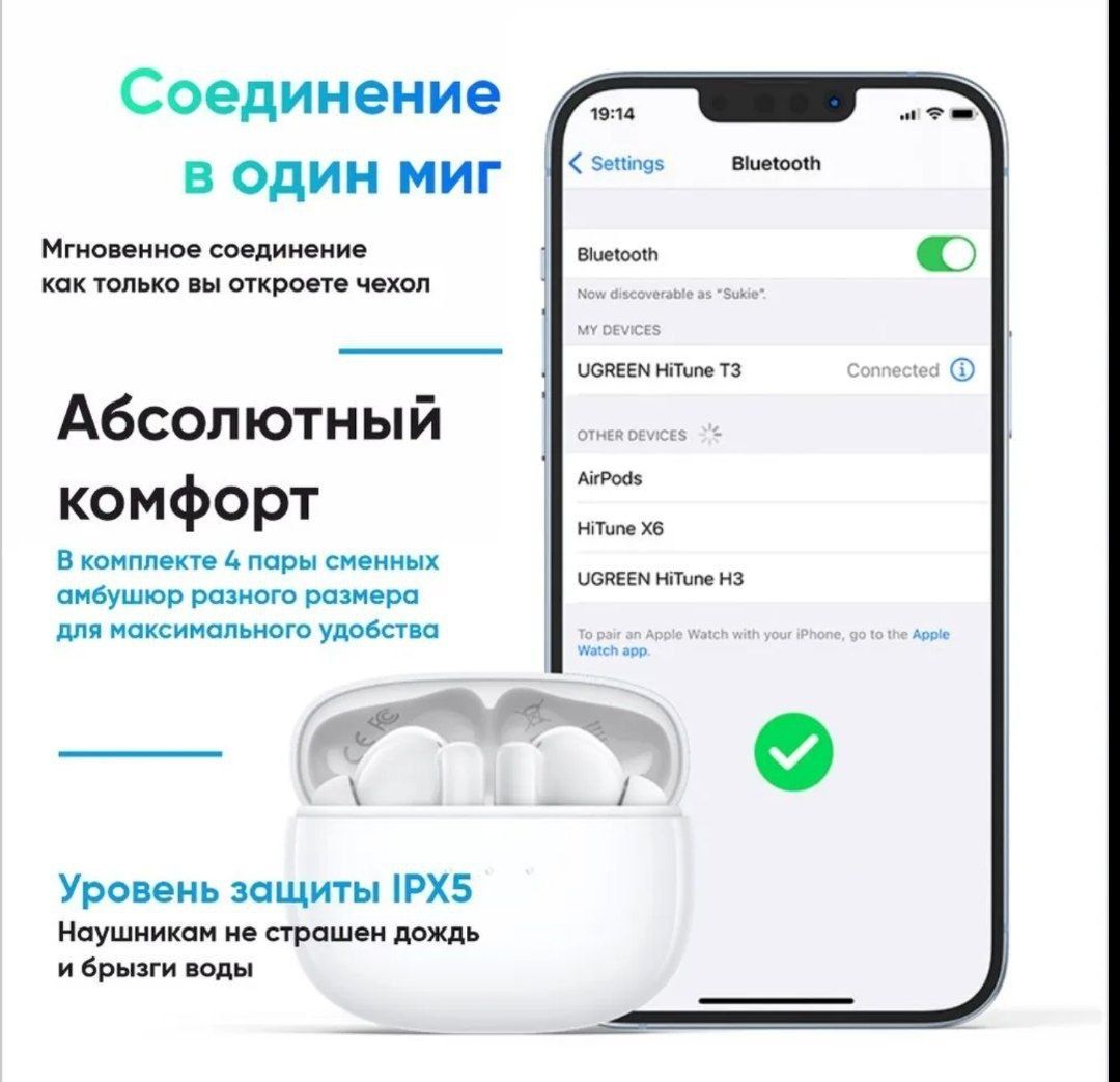 Блютуз наушники Ugreen HiTune T3