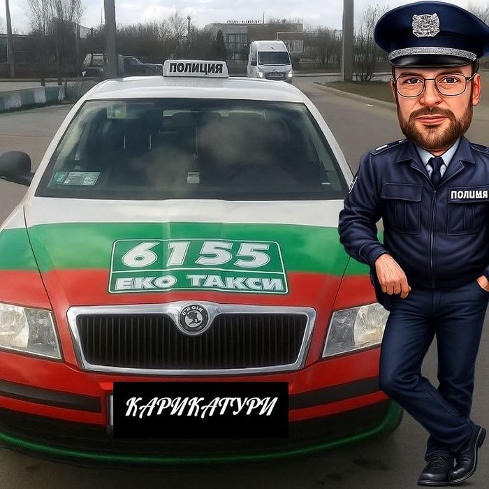 Карикатура по поръчка с ваша снимка и с рамка.