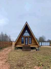 Cabana stil A Frame, casa din structura de lemn la comanda de vanzare