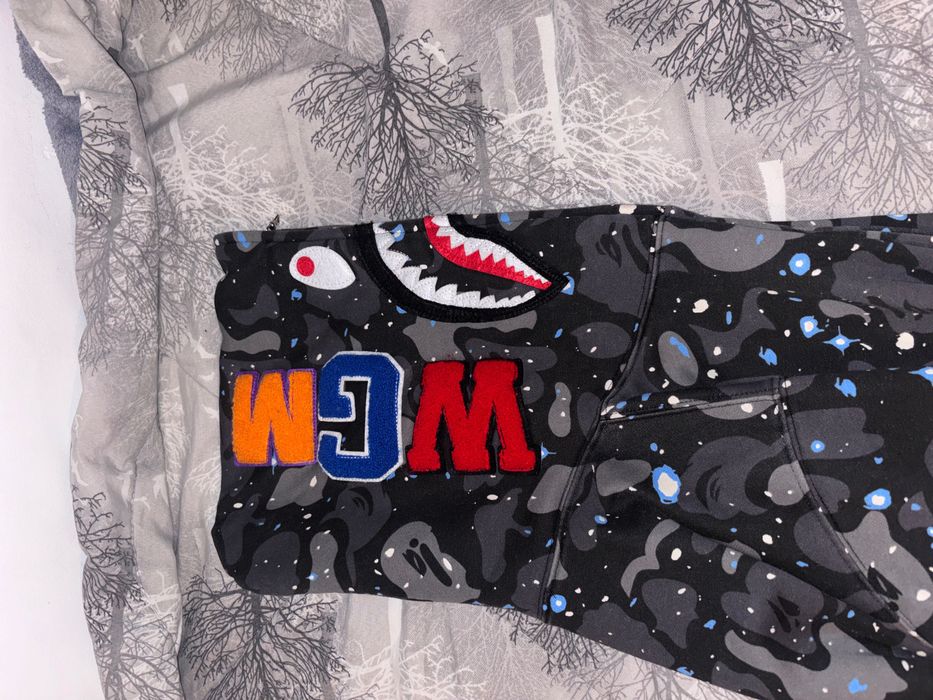 BAPE Glow in the dark Space camo shark full zip hoodie A Bathing Ape