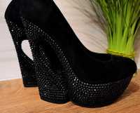 Промоция! Нови дамски обувки  с ток и платформа "GLAZA"