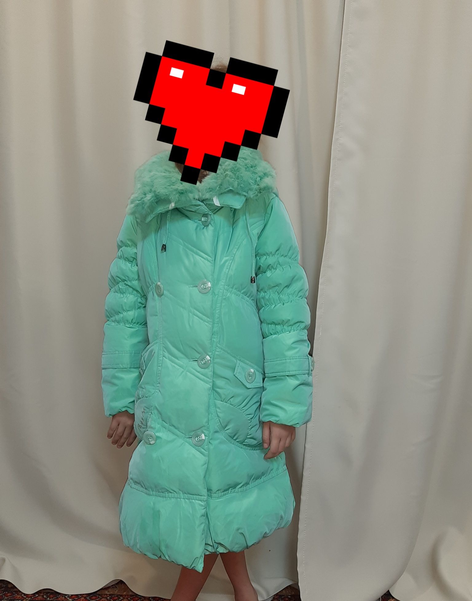 Куртка зимняя теплая на девочку рост 140 см