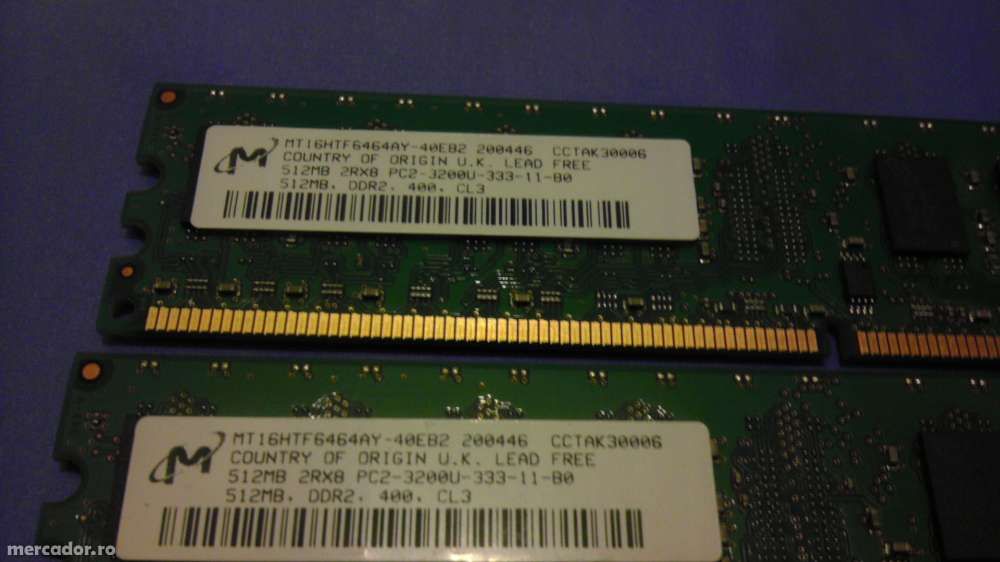 Memorii RAM desktop DDR2 . 400 . CL3 1Gb ( 2 x 512 )