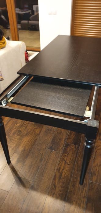 Masă extensibilă Ikea Ingatorp, negru, în stare foarte bun, 155/215/87