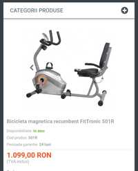 Bicicleta magnetica orizontala cu 8 viteze