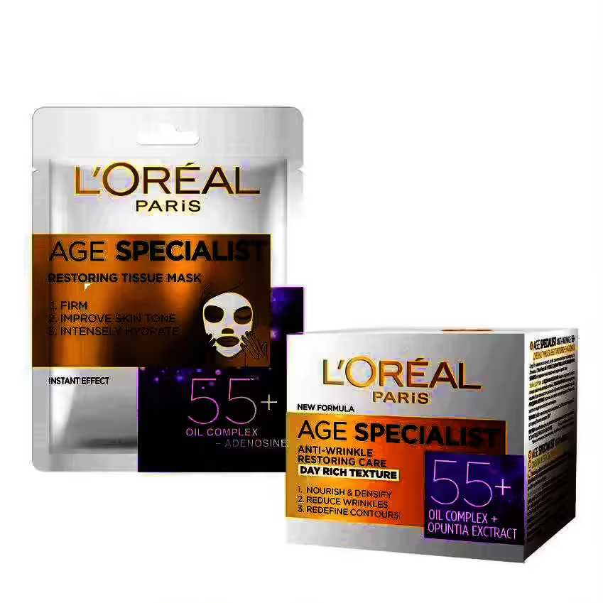 Комплект 2 броя крем L'Oréal 55+, 1 брой Маска за лице Age Specialist
