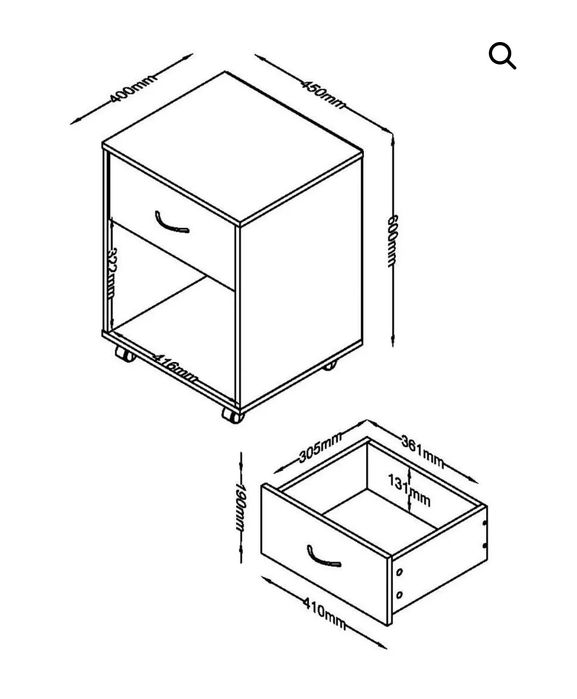 Шкаф на колелца  с чекмедже– мобилен шкаф за бюро