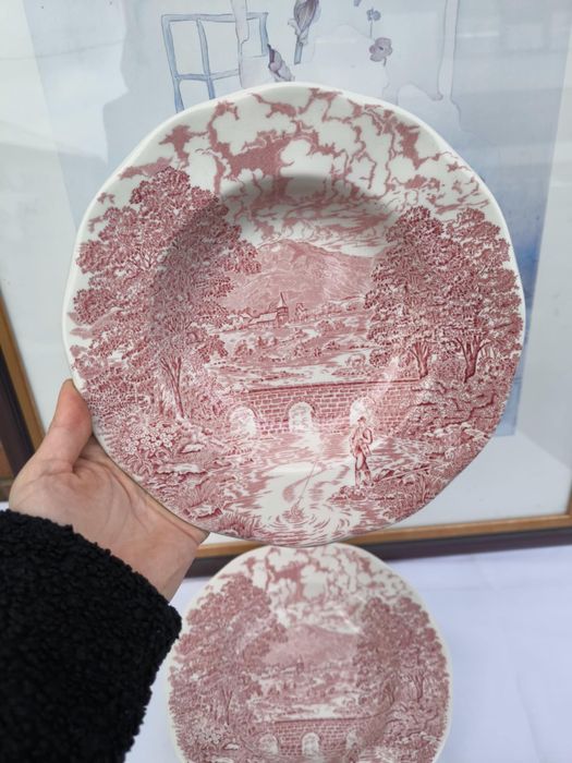 Set 4 farfurii din portelan englezesc Crown Ducal- Bridge Scenes