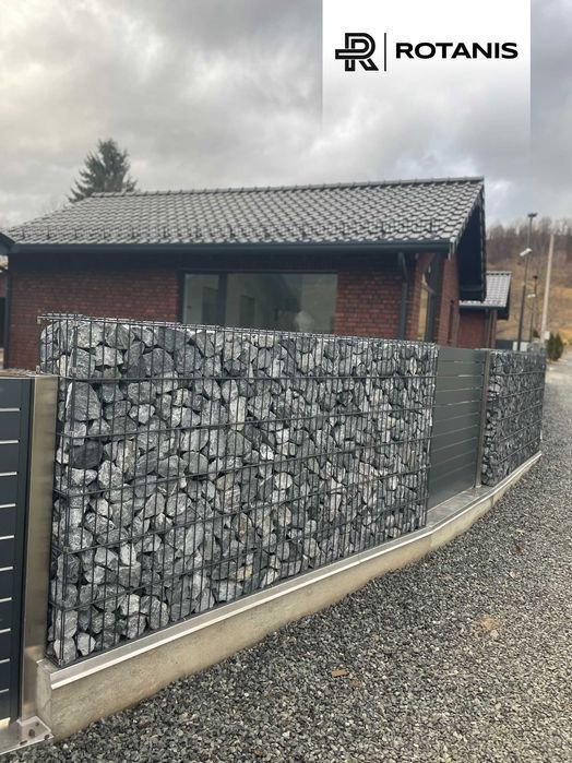 Gard modern din piatra tip gabion