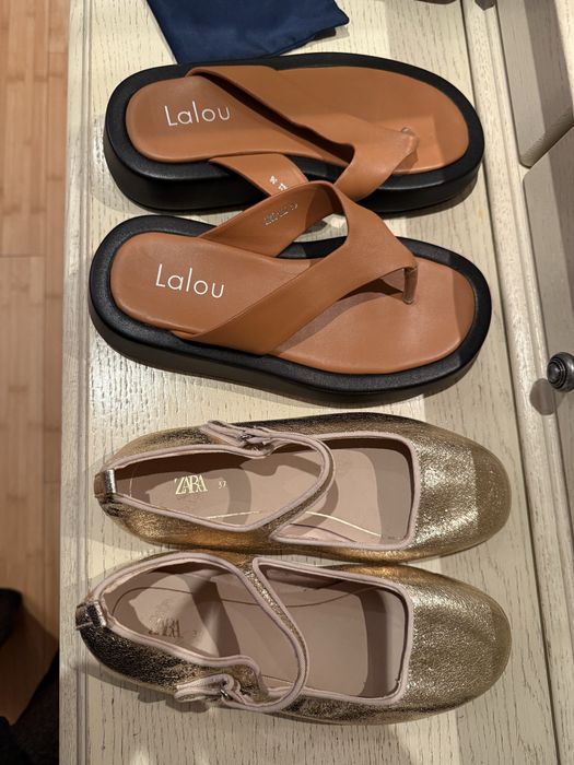 Сланцы бренда Lalou и балетки Zara