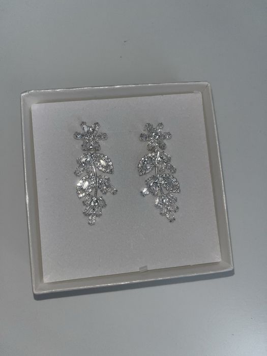 Cercei placati cu aur, zirconiu cubic mireasa