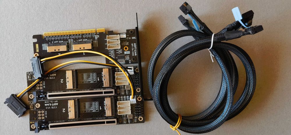 Spliter PCI-E 4.0 / Riser x16 -> x8x8 cu cabluri de 80 cm