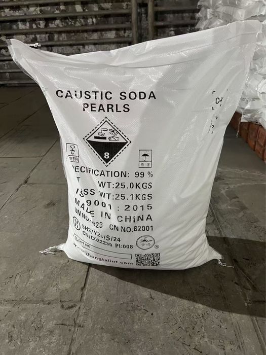 Каустик NaOH, гранулы и чешуя — опт 58,5 т (вагон), мешки 25 кг
