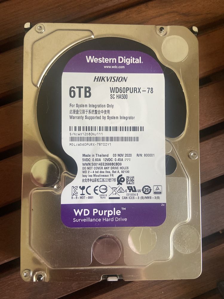 Жесткий диск 6TB western digital purple