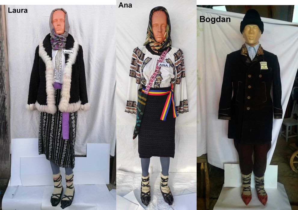Manechine decorative traditionale imbracate in costume populare
