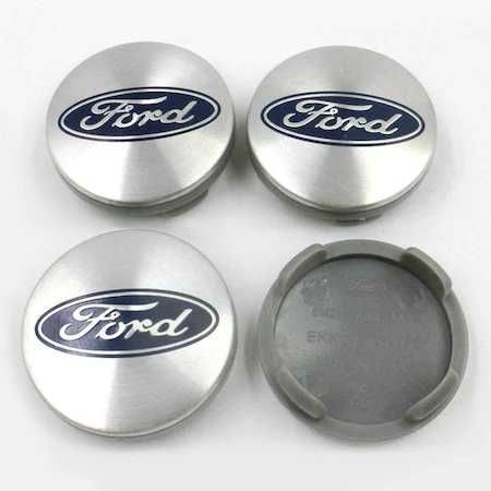 Set Embleme Capace Jante Aliaj Roti Ford 54mm Negru Albastru Argintiu