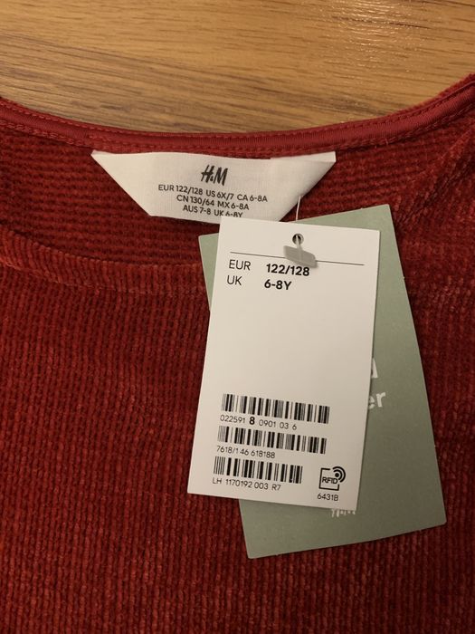 Rochita cu fusta de tulle rosie H&M 122/128, nou