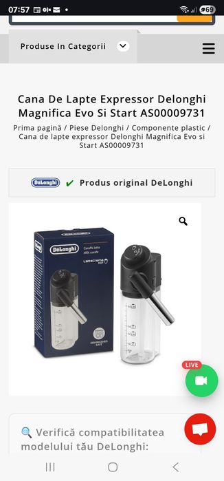 Vand carafa lapte delonghi magnifa evo si start