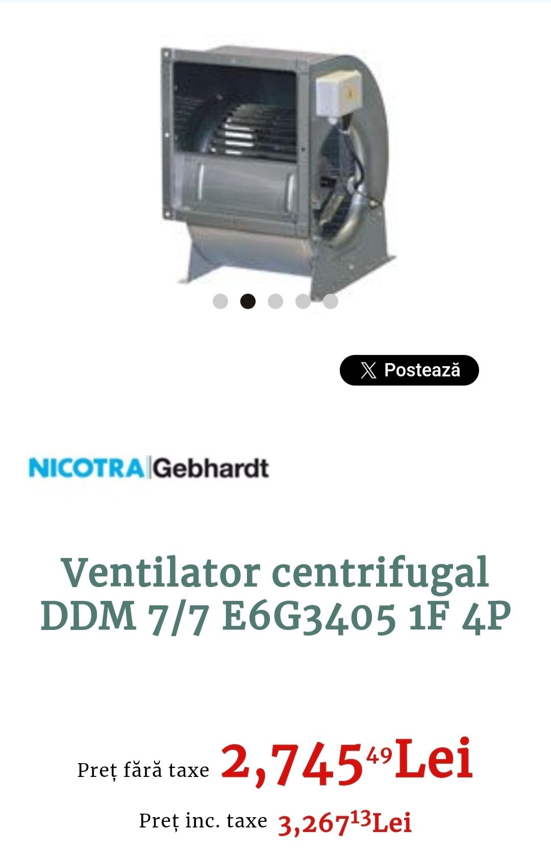 Motor Hota interior Ventilator centrifugal DDM 7/7 E6G3405 1F4P Italia