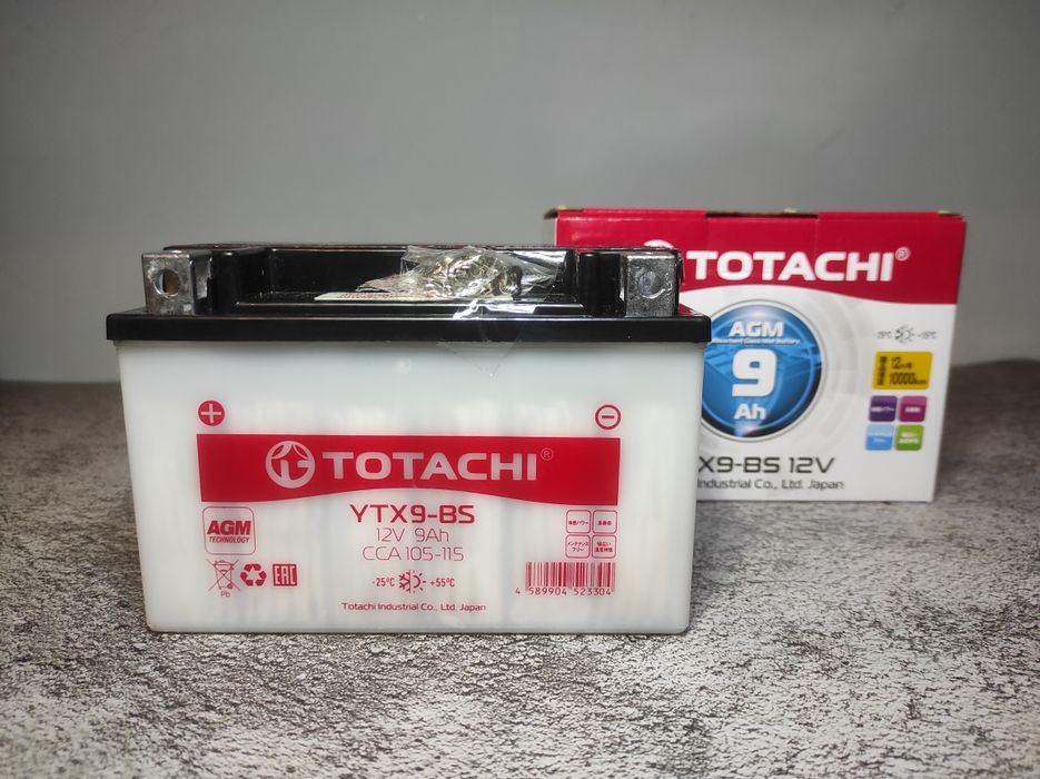 Аккумулятор Totachi 9Ah на мотоцикл, скутер, квадроцикл, снегоход