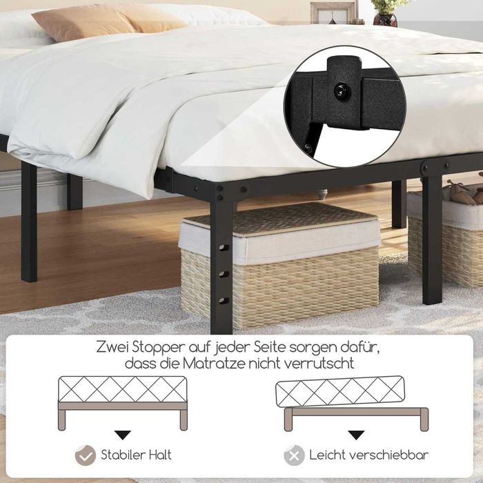 Cadru de pat metalic 140×200 cm stil industrial |S 615072 Black140*200