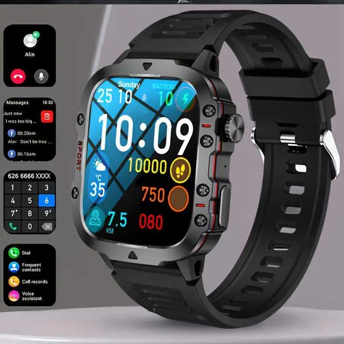 Smartwatch Daorkow Rugged Sport, model 2025, nou, sigilat.