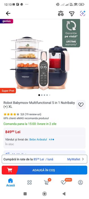 Robot Babymoov Multifuncțional 5 în 1 Nutribaby XL