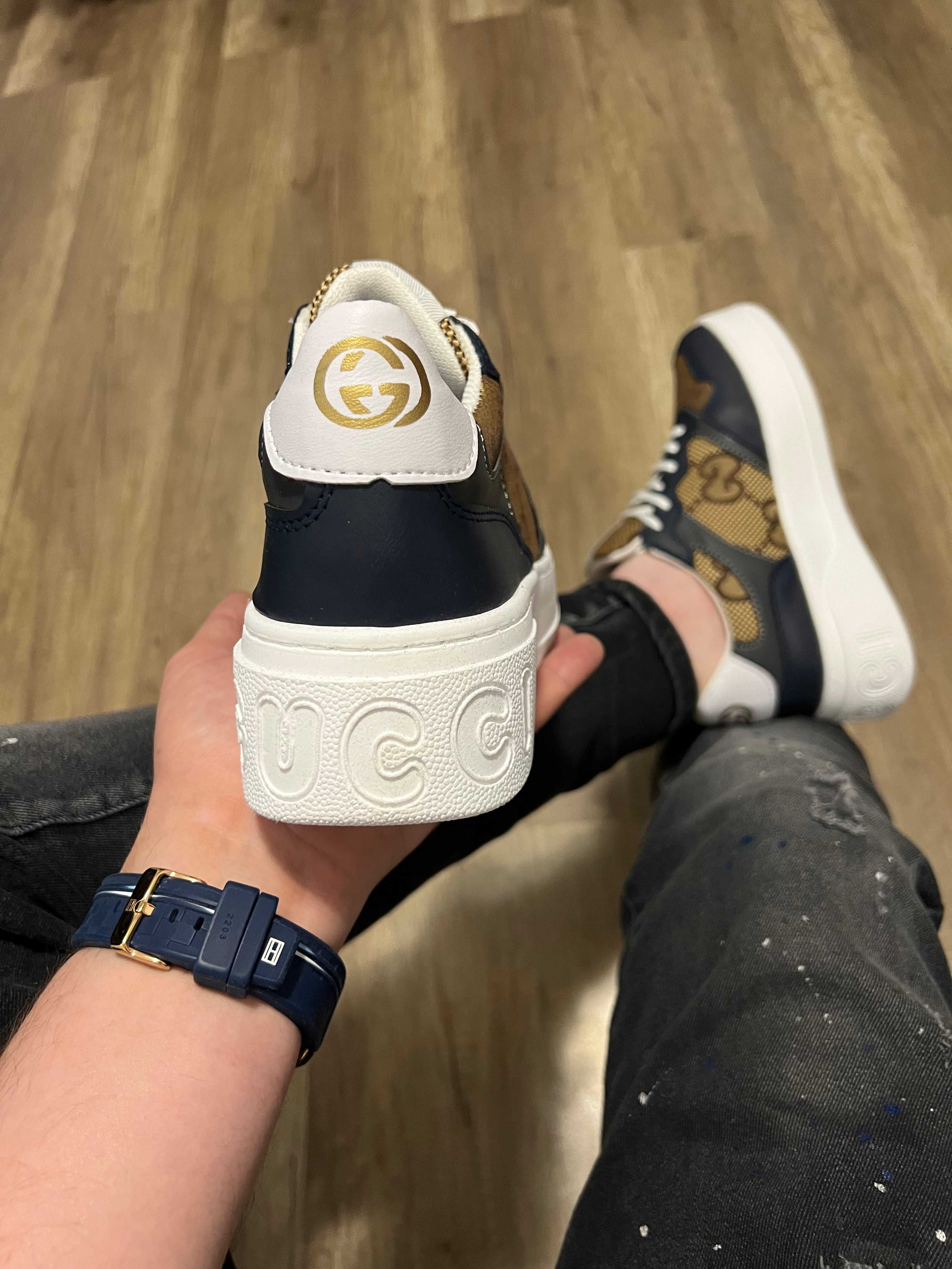 Adidasi Barbati Gucci Albastru Indigo & Maro!