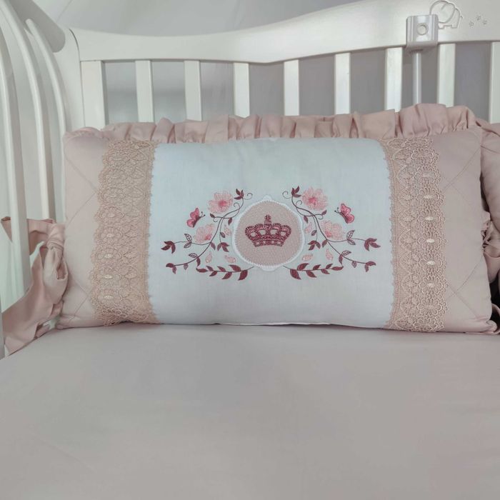 Луксозен бебешки спален комплект за момиче с обиколник + подарък